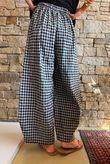 Nonni Gingham Relaxed Barrel Pant Black Grey